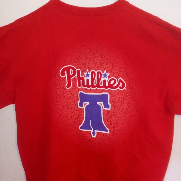 NL MAJESTIC PHILADELPHIA PHILLIES LOGO MENS RED TEE SHIRT SZ XL - Picture 2 of 5